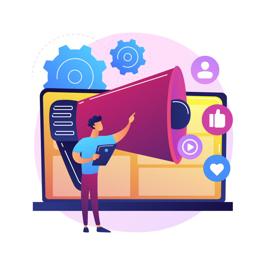SOCIAL MEDIA MARKETING online marketing abstract concept vector illustration.